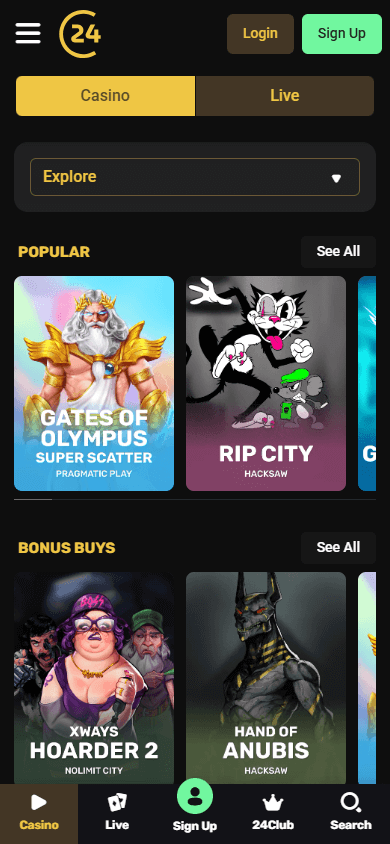 Android casino app game selection